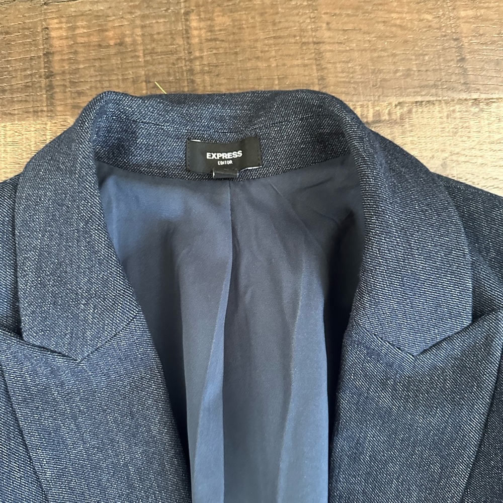 Express editor studio stretch twill navy Blazer Pant set jacket M, pants 10R - Picture 4 of 13